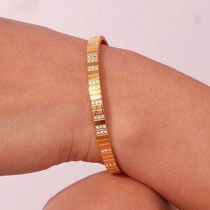 18K Gold Plated Pave Cuff Bracelet